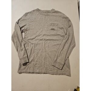 Vineyard Vines Shirt Mens Large Gray Long Sleeve Pocket Tee Football (A998)‎